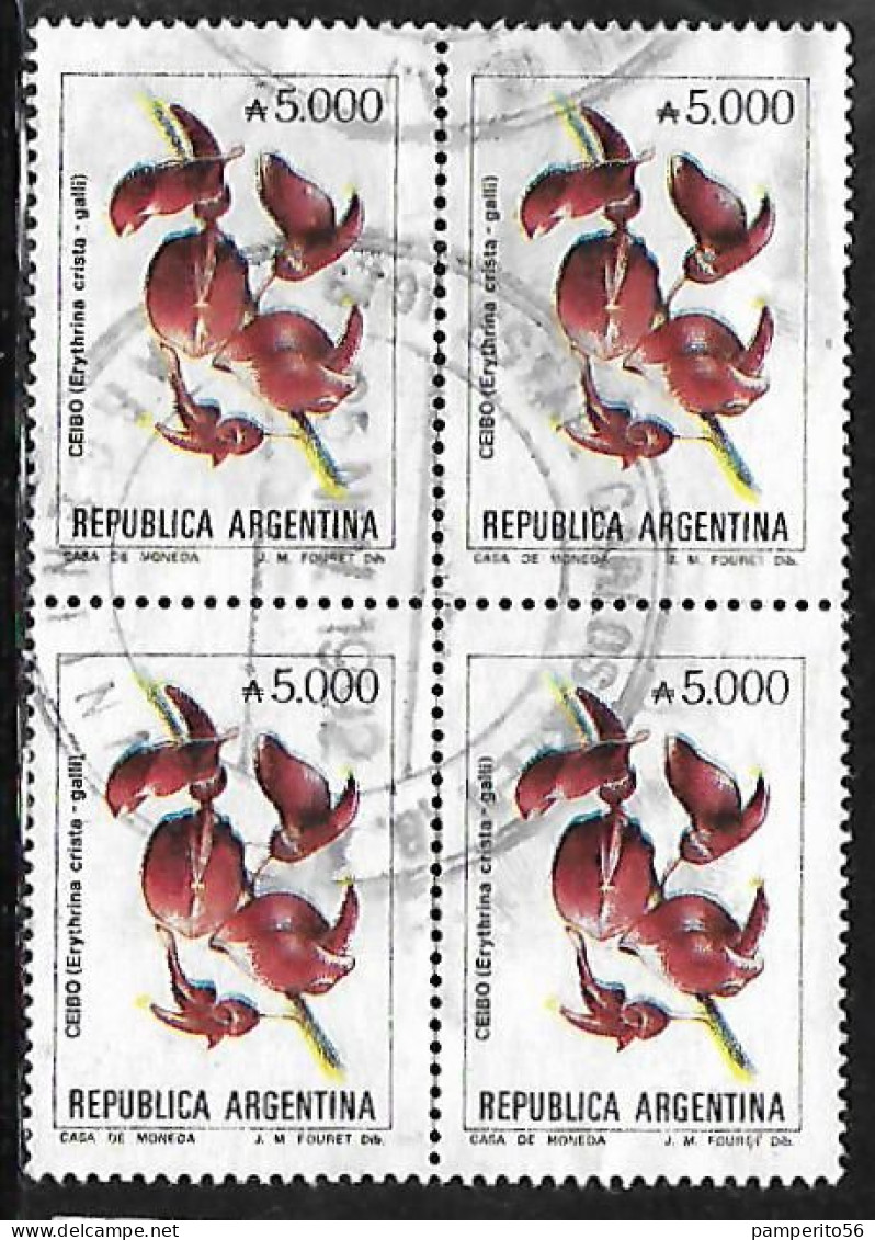 ARGENTINA - AÑO 1982 - Serie Flores Nacionales De Argentina - Flora - Cuadro Flor De Ceibo - Usado 5000A - Used Stamps