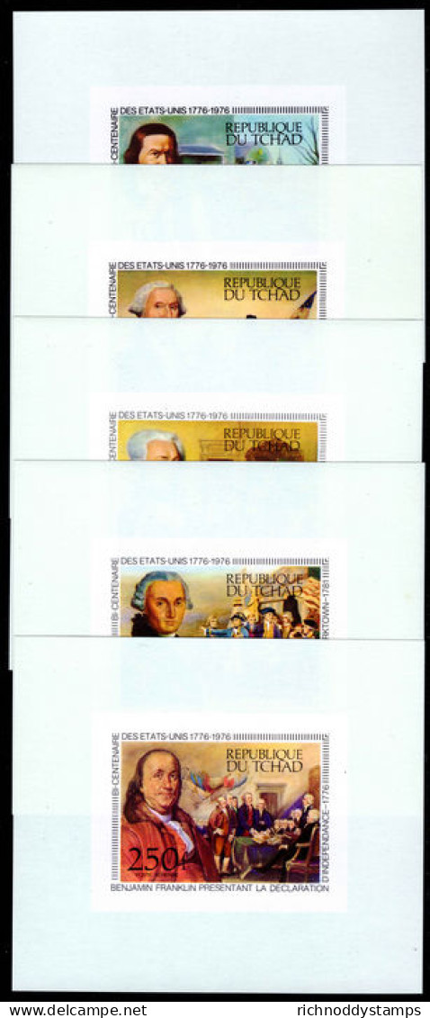 Chad 1976 American Revolution Set In Single Imperf Souvenir Sheets Unmounted Mint. - Tchad (1960-...)