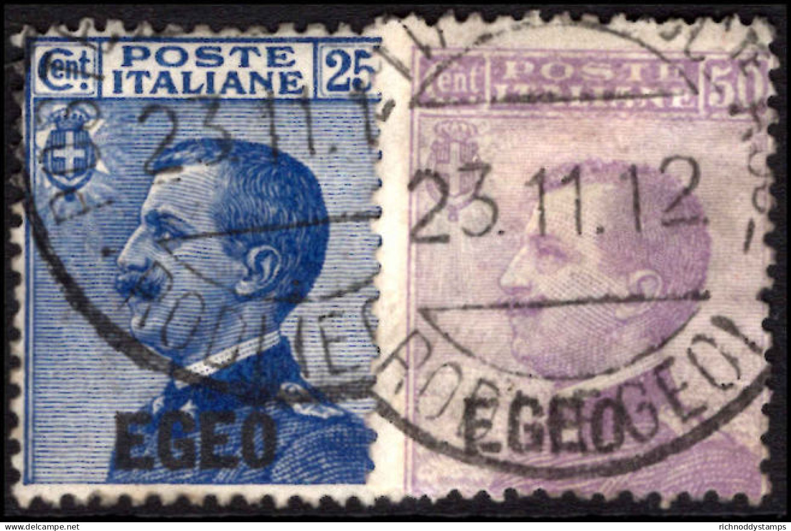 Dodecanese Islands 1912 General Pair Fine Used. - Ägäis