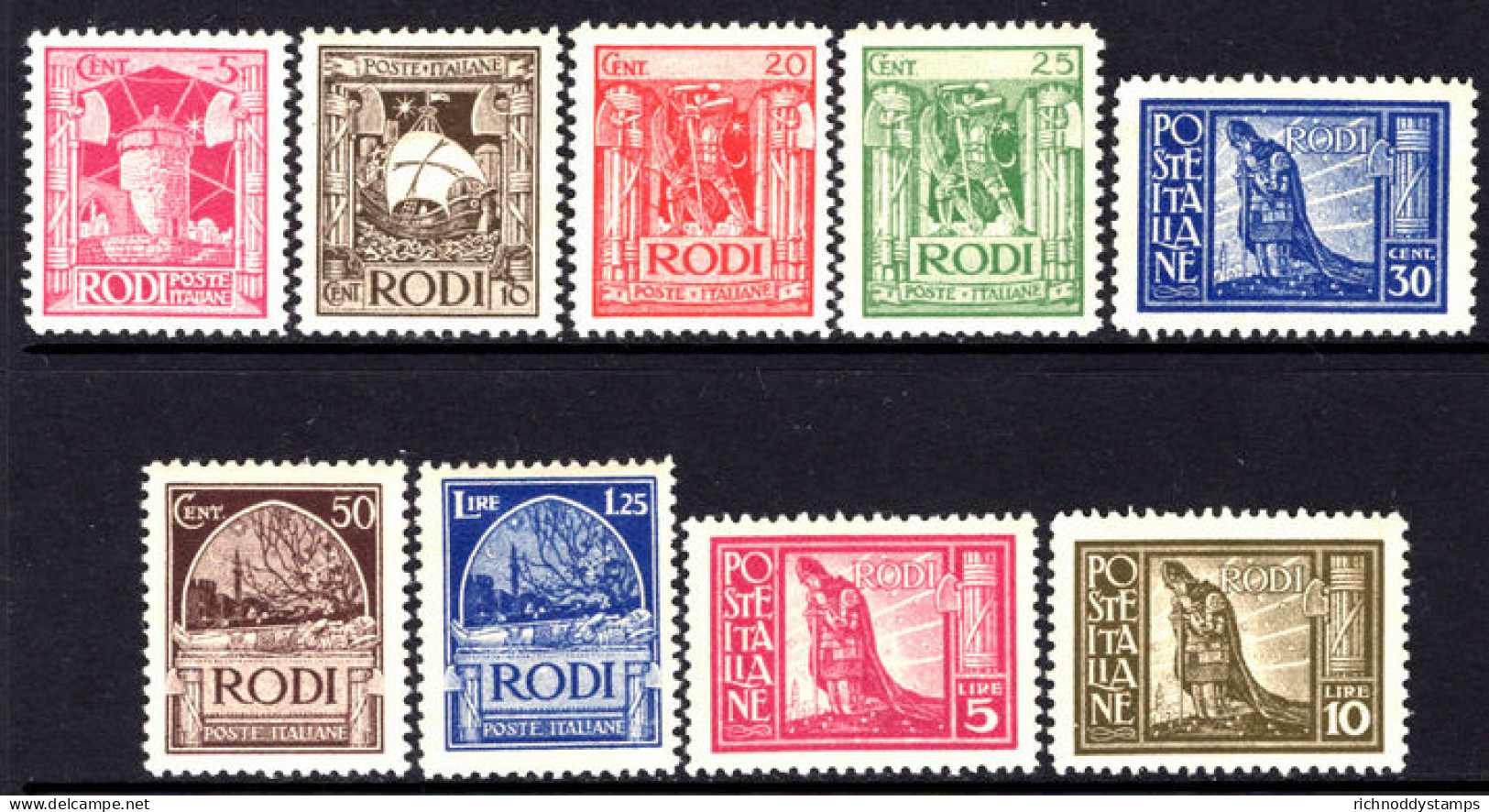 Dodecanese Islands 1929-32 Kings Visit Without Imprint Fine Unmounted Mint (20c & 25c Lightly Mounted). - Egée