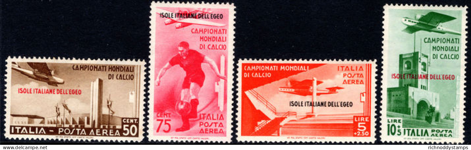 Dodecanese Islands 1934 Football Air Set Mounted Mint (some Toning). - Ägäis