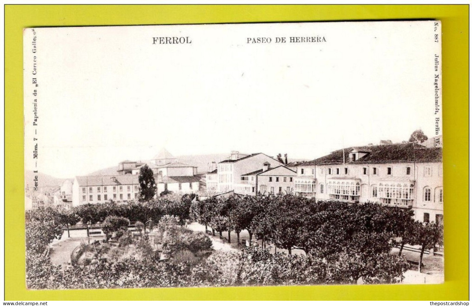 ESPAGNE FERROL PASEO DE HERRERA Early Undivided Back Unused Postcard - La Coruña