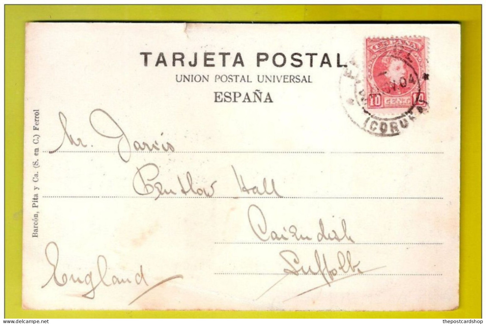 ESPAGNE FERROL CAPITANIA GENERAL Y GOBIERNO MILITAR Early Undivided Back Used Postcard - La Coruña