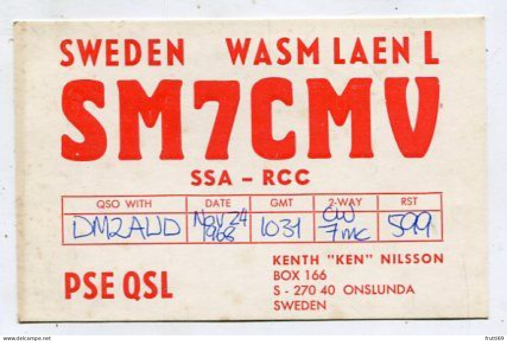 AK 141498 QSL - Sweden - Onslunda - Autres & Non Classés