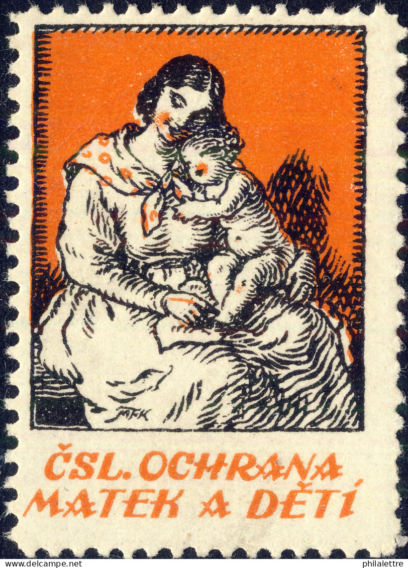 CZECHOSLOVAKIA Vignette Mères & Enfants / Mothers & Children - ČSR Zálepka - Ochrana Matek A Deti Známka (ref.009) - Erinofilia