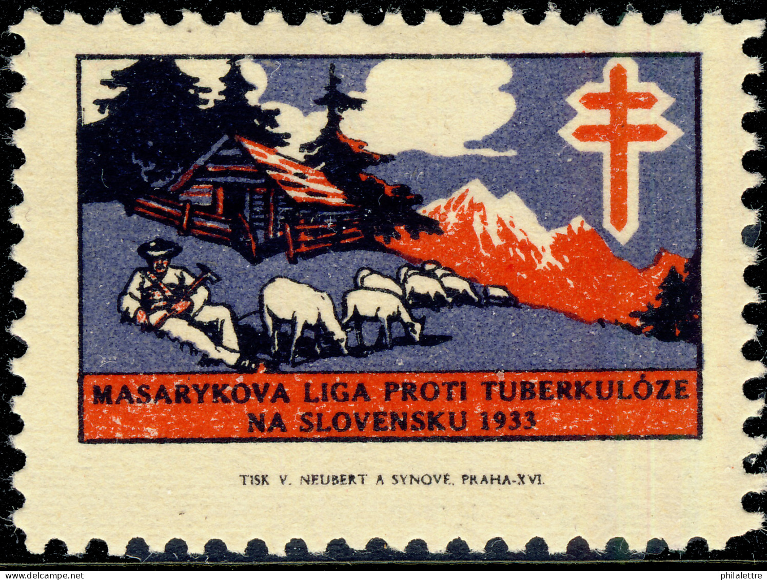 CZECHOSLOVAKIA - 1933 CHRISTMAS SEAL For The Masaryk League Against Tuberculosis In Slovakia (Ref.036) - Krankheiten