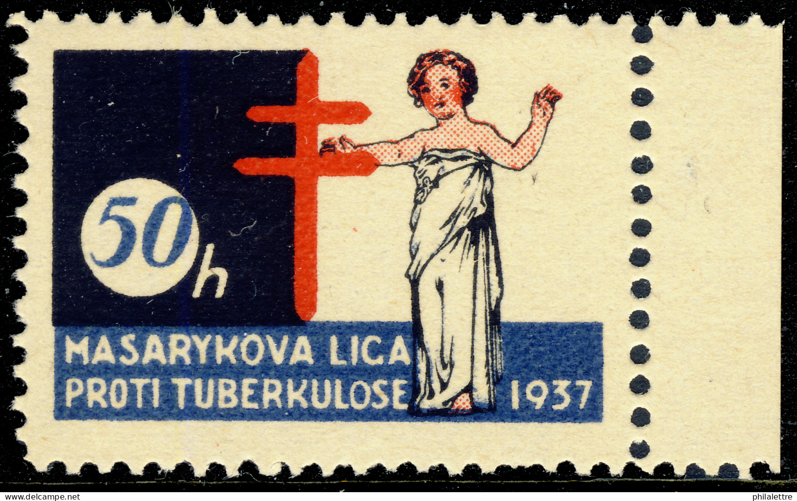 CZECHOSLOVAKIA - 1937 50Hal CHRISTMAS SEAL For The Masaryk League Against Tuberculosis (Ref.051) - Enfermedades