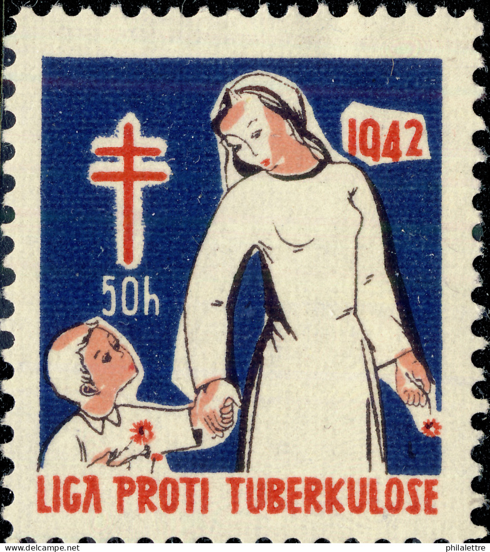 CZECHOSLOVAKIA - 1942 50Hal CHRISTMAS SEAL For The League Against Tuberculosis (Ref.055) - Enfermedades