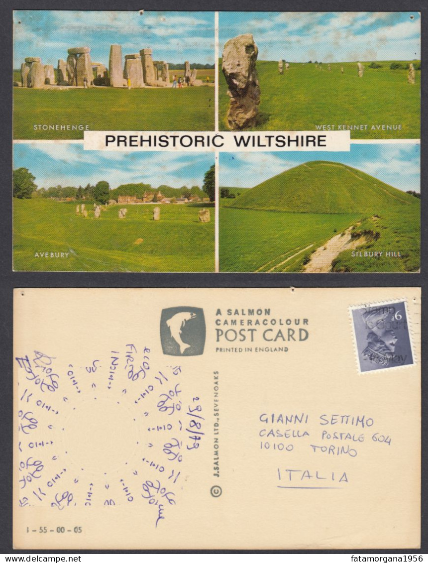 REGNO UNITO, WILTSHIRE - 1979 - Cartolina Viaggiata Affrancata Con Yvert 780 Riproducente Monumenti Preistorici. - Stonehenge