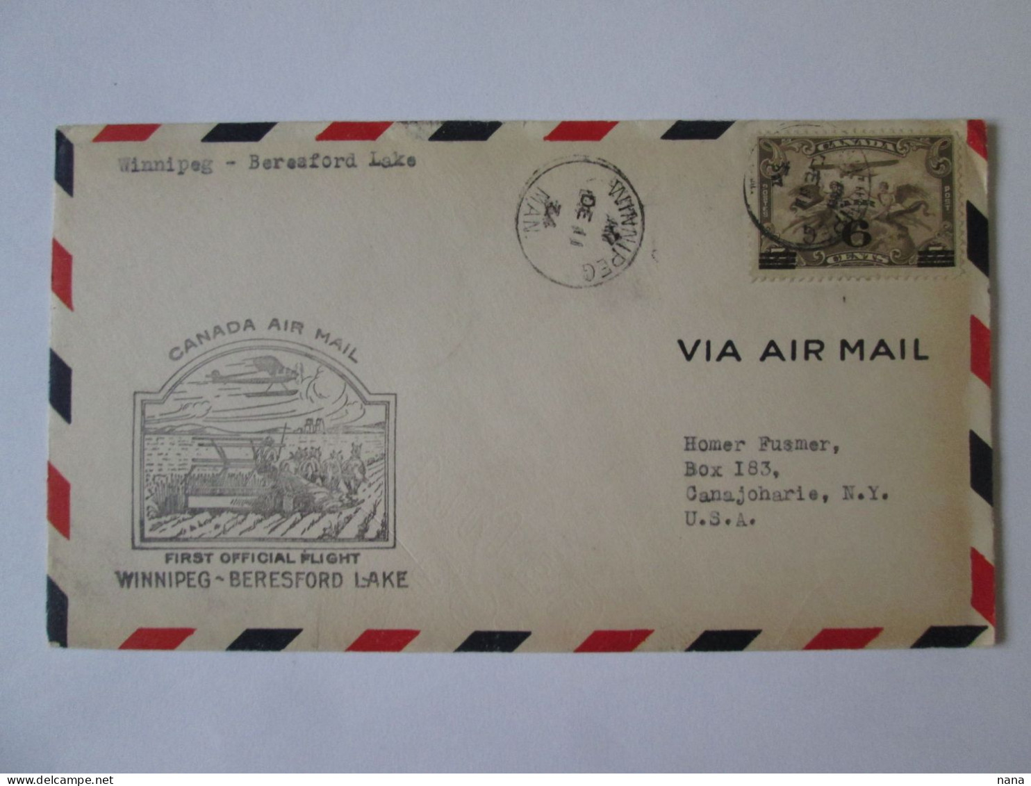 Canada/Winnipeg-Beresford Lake Premier Vol Officielle Enveloppe 1934/Official First Flight Cover 1934 - Erst- U. Sonderflugbriefe