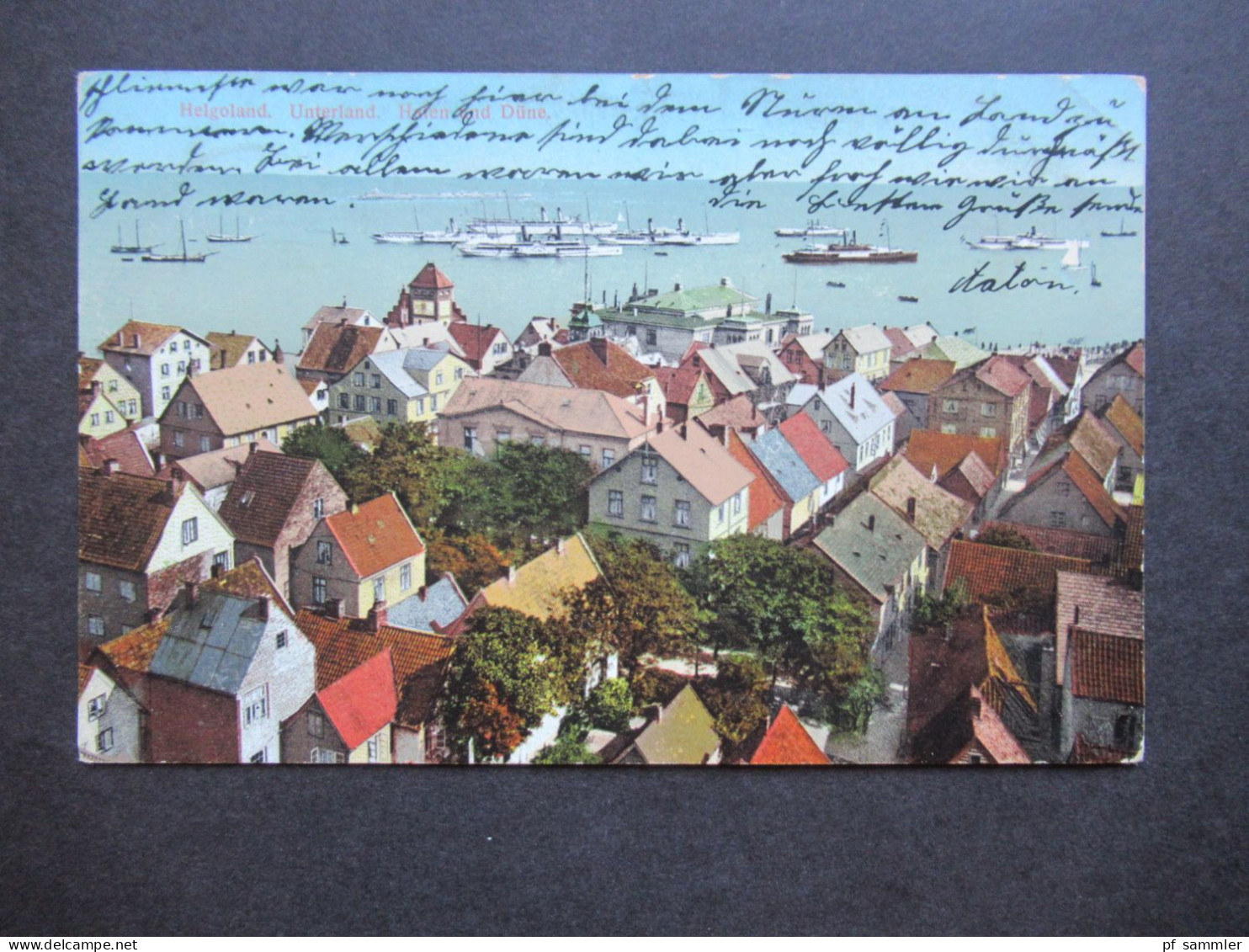 1912 Helgoland Panorama Unterland Hafen Und Düne Mit Vielen Schiffen! Verlag F. Schensky, Hofphotograph Helgoland - Helgoland