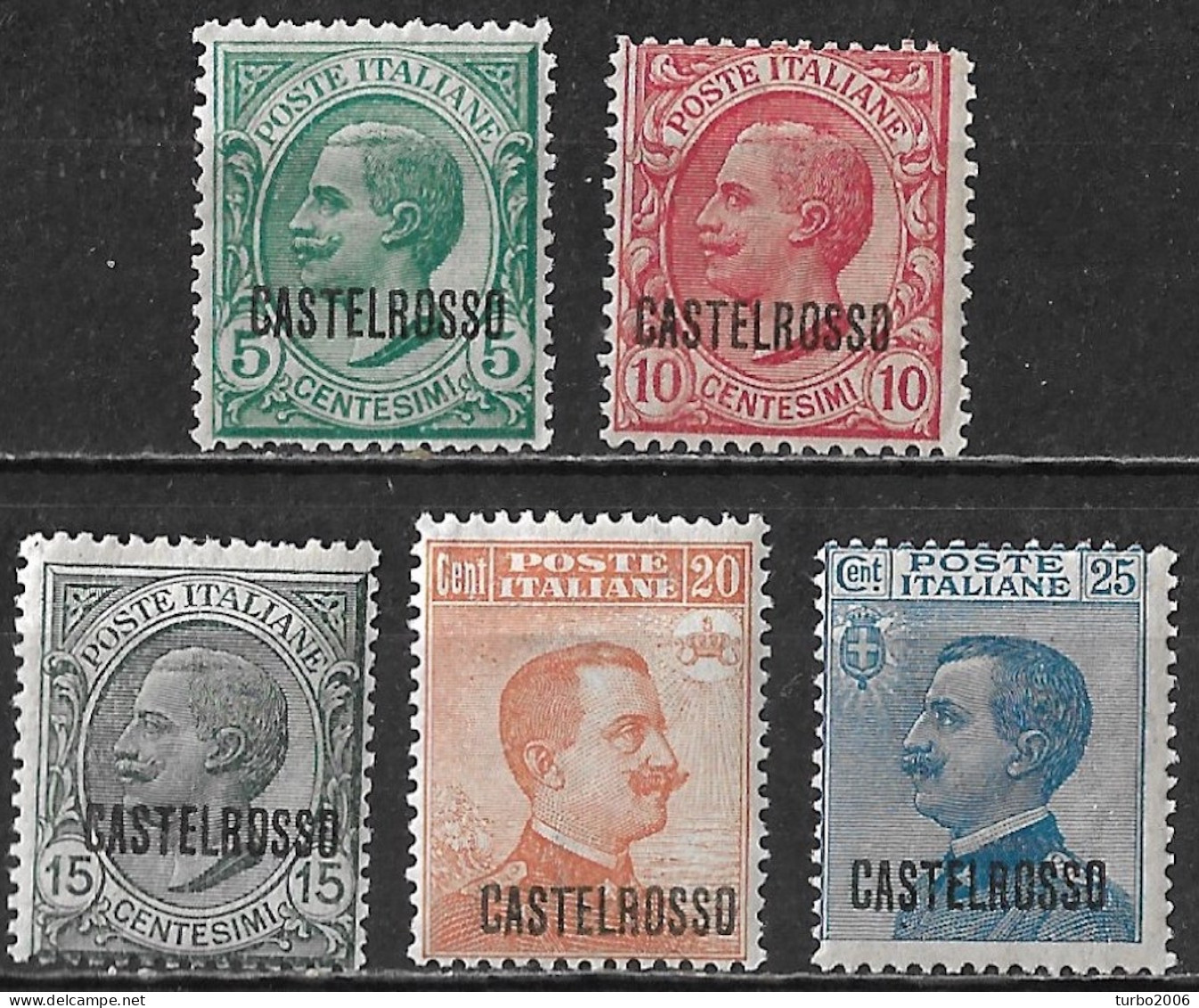 DODECANESE 1922 Stamps Of Italy With Overprint CASTELROSSO Set To 25 C Vl. 1 / 5 MH - Dodekanisos