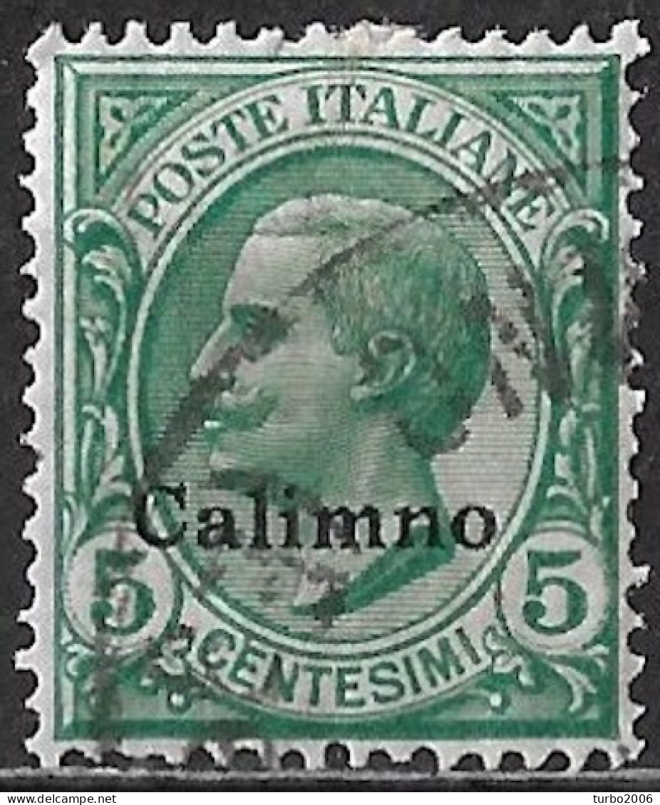 DODECANESE 1912 Black Overprint CALIMNO 5 Ct. Green  Vl. 2 - Dodecanese