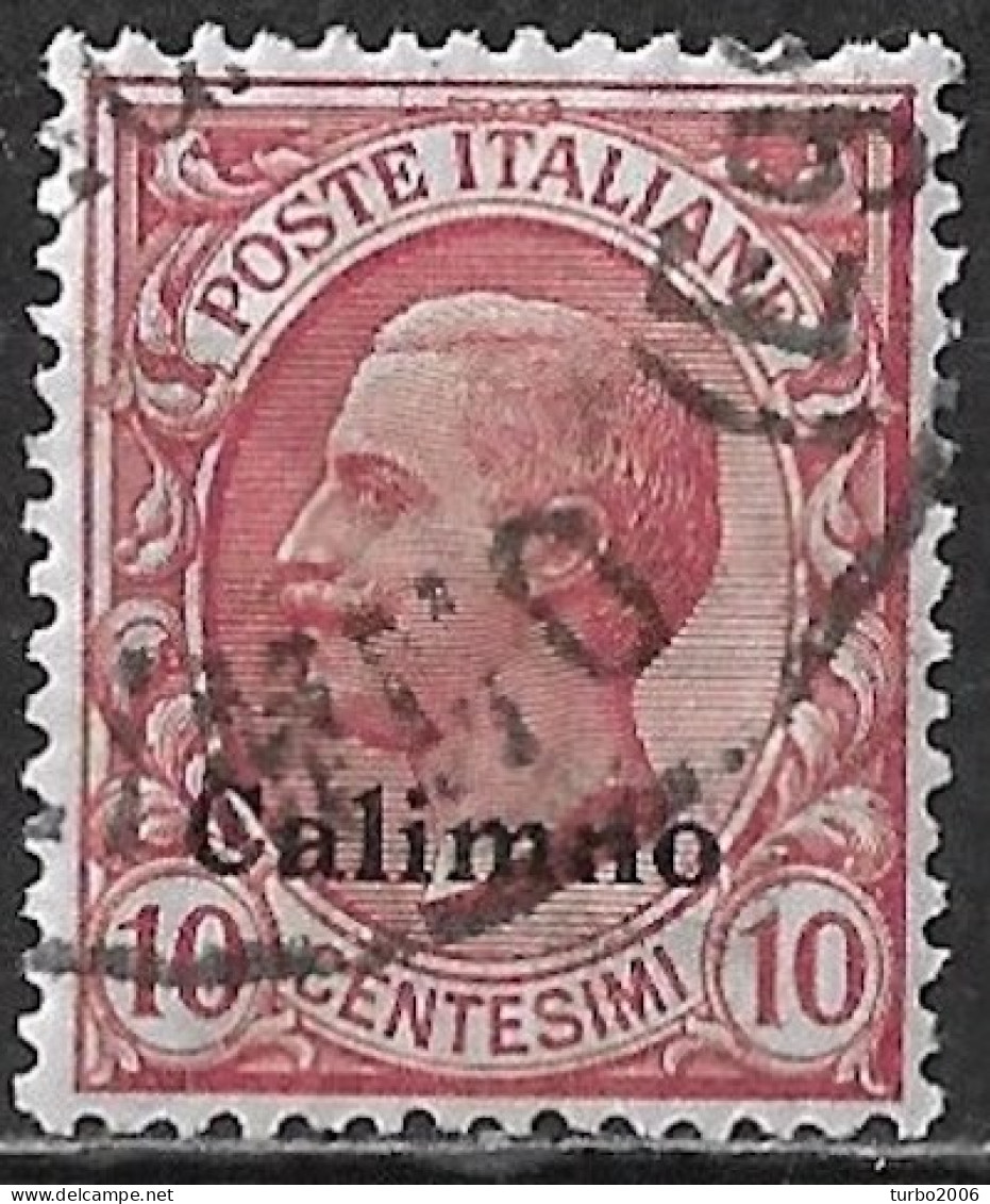 DODECANESE 1912 Black Overprint CALIMNO 10 Ct. Carmine Vl. 3 - Dodecaneso