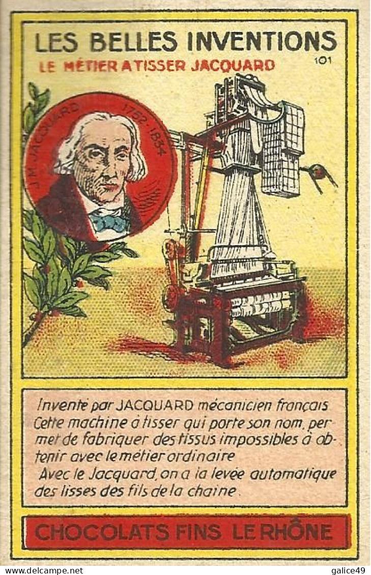 Chromo Les Belles Inventions - Publicité Chocolat Le Rhône - Le Métier à Tisser Jacquard - Other Apparatus