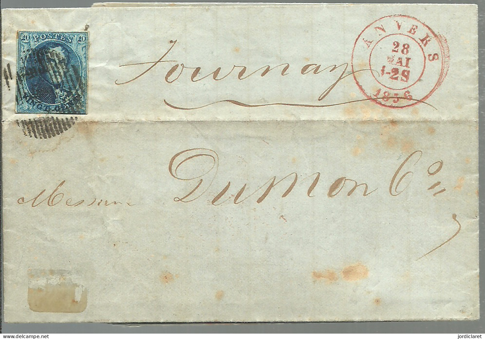 LETTER 1856 ANVERS - 1849-1865 Medaillen (Sonstige)