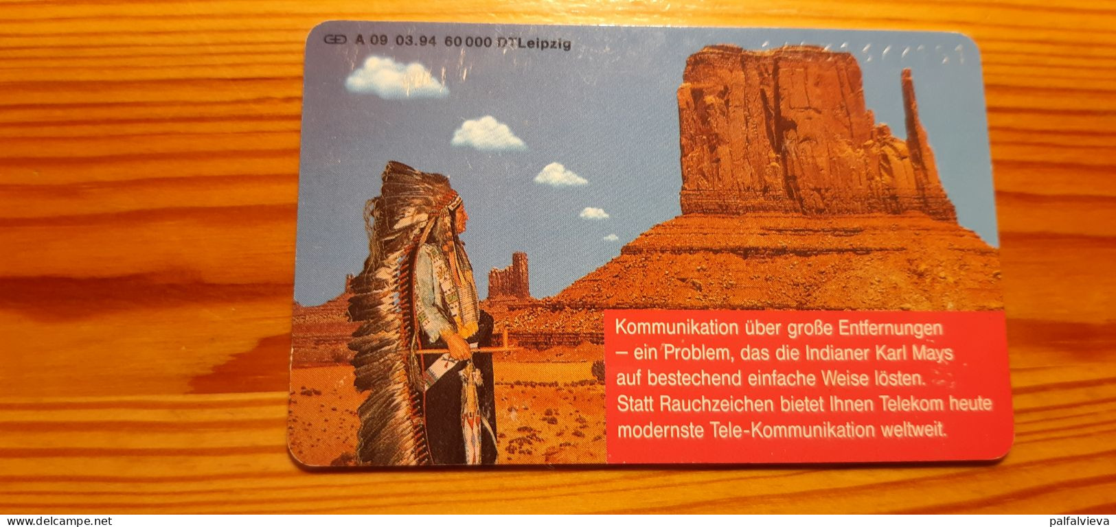 Phonecard Germany A 09 03.94. Karl May, Native American, USA 60.000 Ex. - A + AD-Series : D. Telekom AG Advertisement