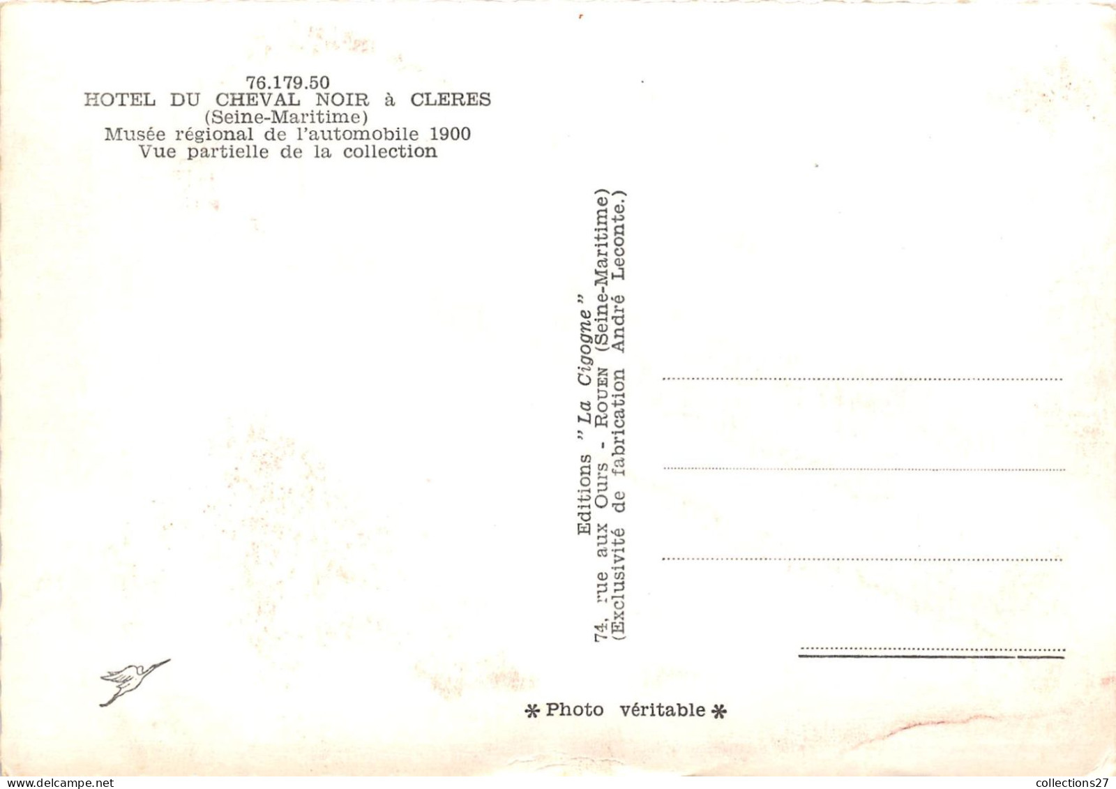 76-CLERES- HÔTEL DU CHEVAL NOIR MUSEE REGIONAL DE L'AUTOMOBILE 1900 VUE PARTIELLE DE LA COLLECTION - Clères