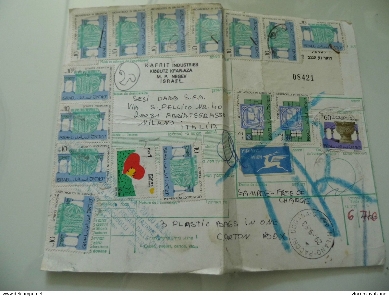 BOLLETTINO PACCO  PER L'ITALIA  - DOGANA  1993 - Cartas & Documentos