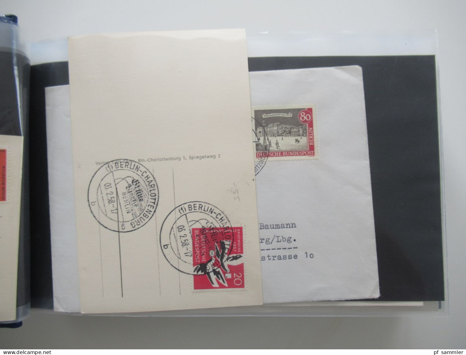 Berlin Belegeposten im Album ab 1955 - 1978 mit AK / Sonderbelege / Sonderstempel BRD / FDC usw. Stöberposten!!