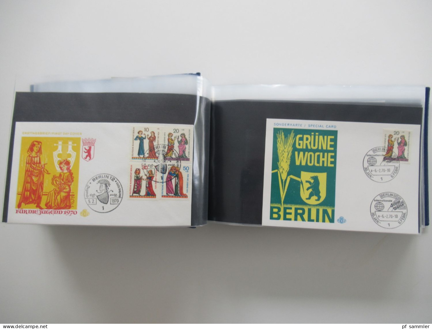 Berlin Belegeposten im Album ab 1955 - 1978 mit AK / Sonderbelege / Sonderstempel BRD / FDC usw. Stöberposten!!