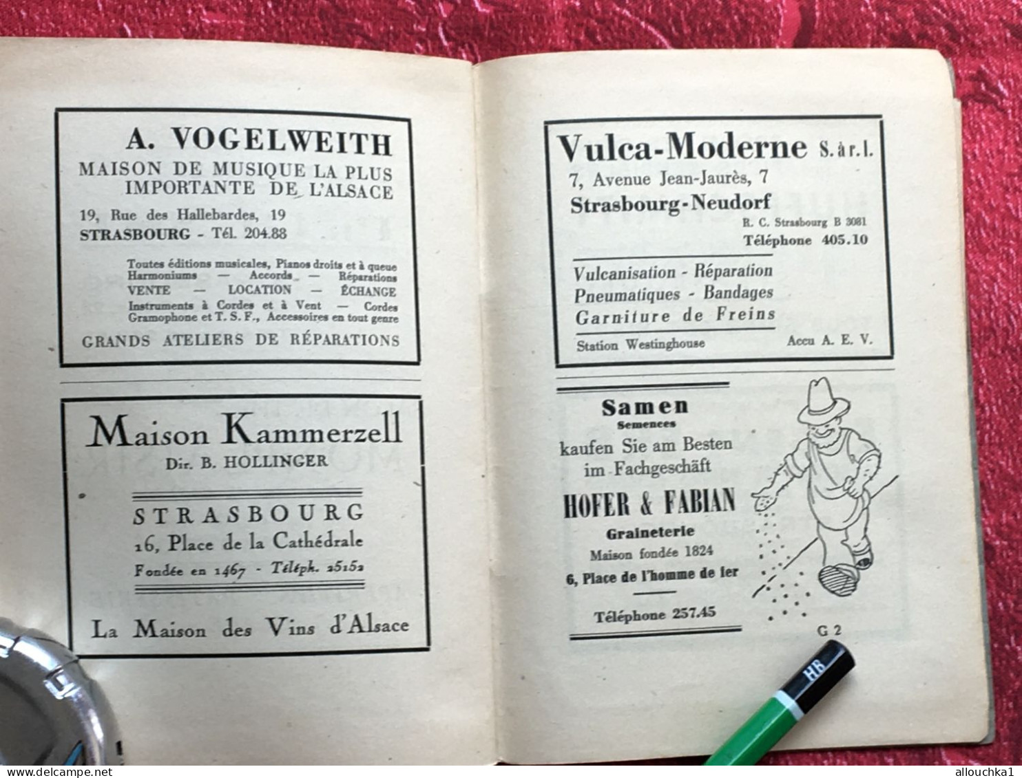 Rare de 1930- Ancien Plan de la ville de Strasbourg & Nomenclature des rues--Publicités Vintage éditions P.H. Heitz