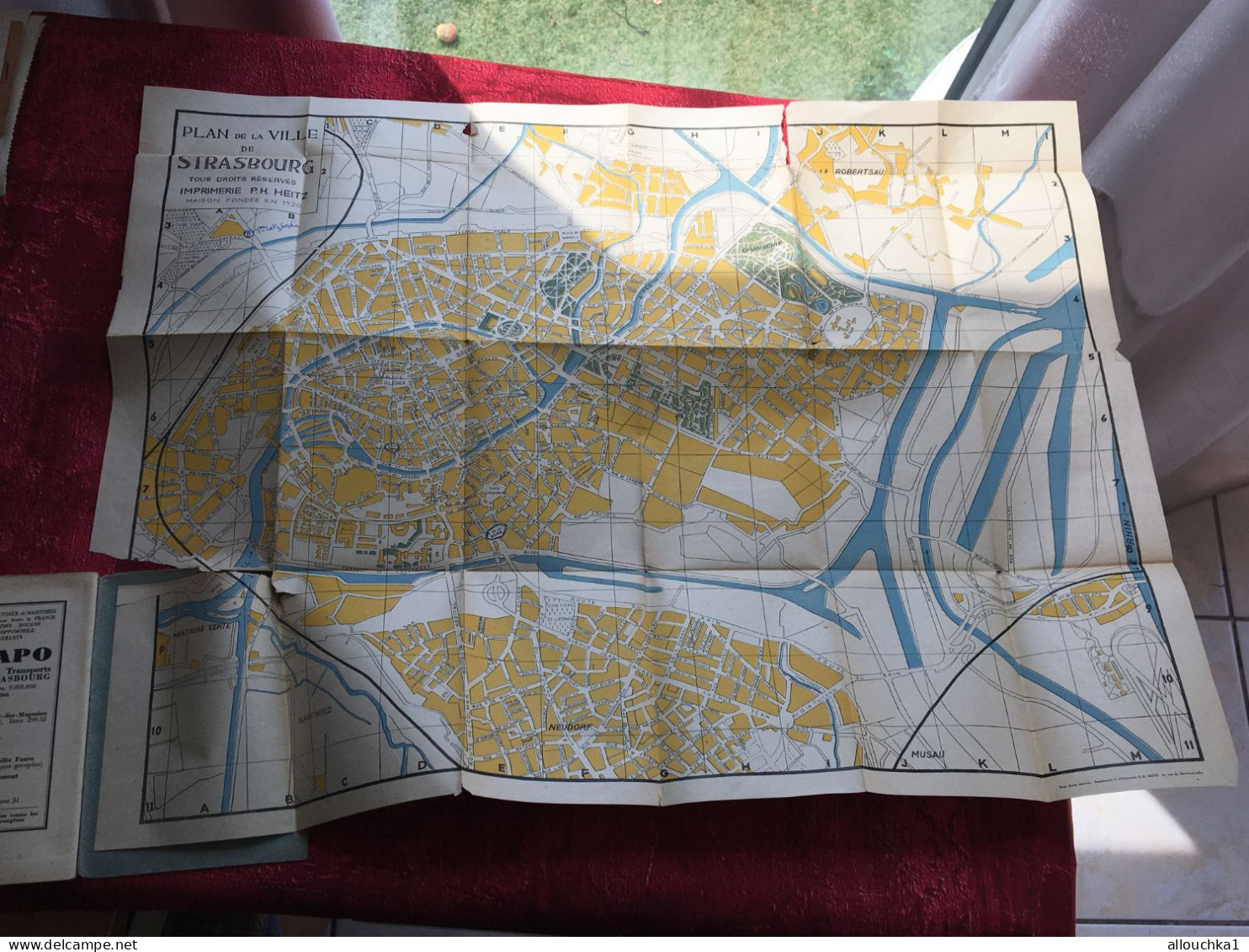 Rare de 1930- Ancien Plan de la ville de Strasbourg & Nomenclature des rues--Publicités Vintage éditions P.H. Heitz