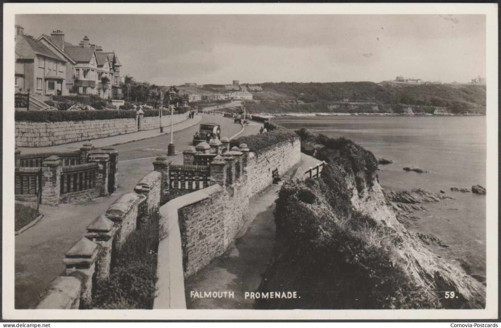 Falmouth Promenade, Cornwall, 1945 - Excel Series RP Postcard - Falmouth