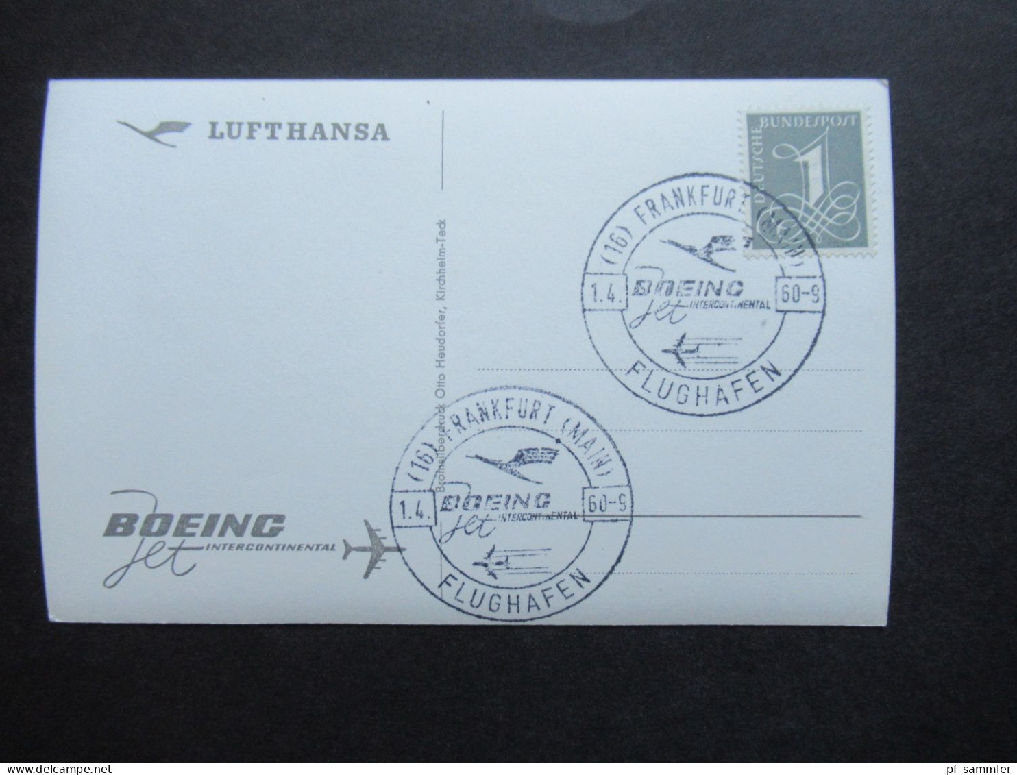 Echtfoto AK Flugzeug Lufthansa Boeing Jet Interkontinental D AB0B Mit Sonderstempel FFM Flughafen - 1946-....: Era Moderna