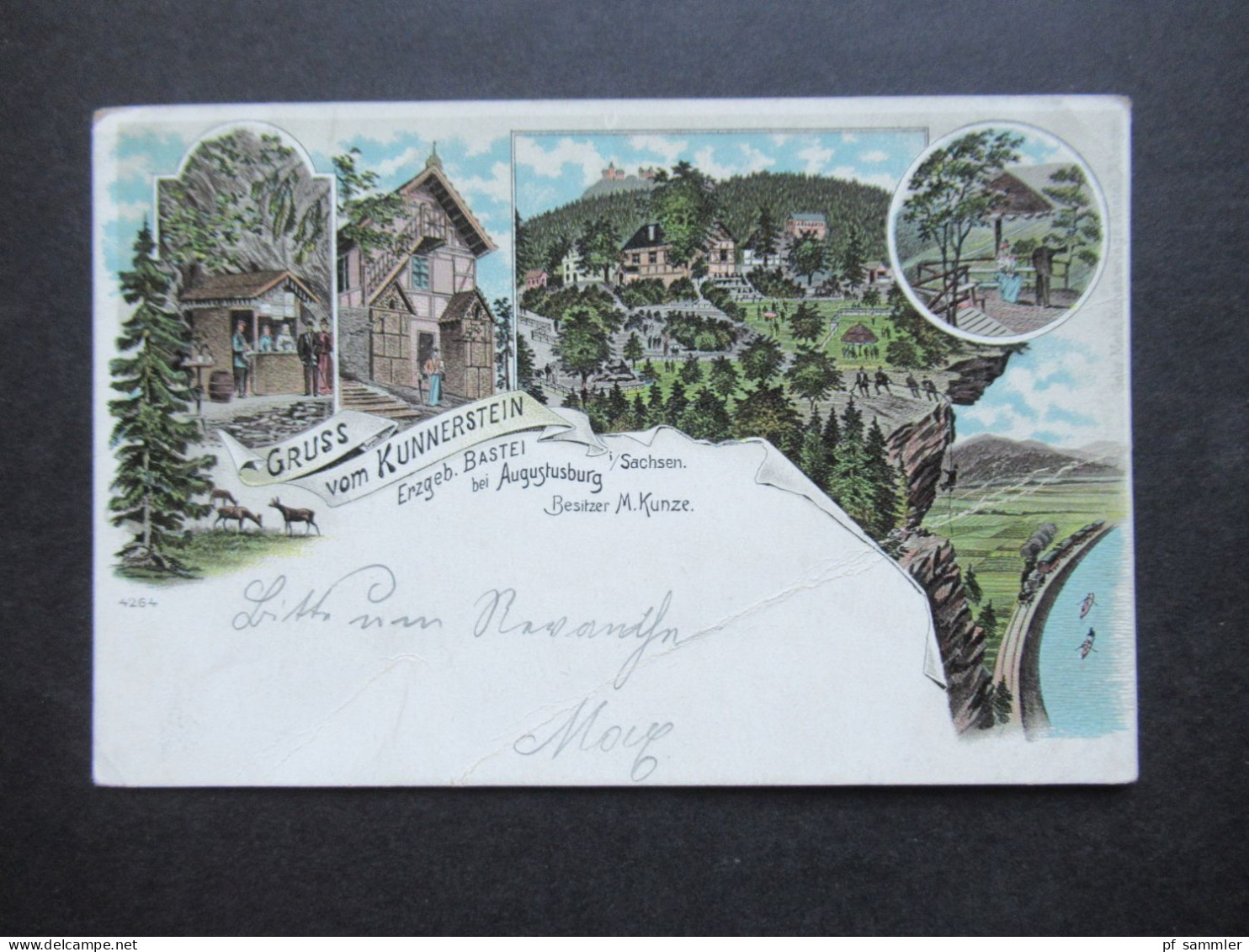 AK Litho Reichspost 1901 Gruss Vom Kunnerstein Bei Augustusburg In Sachsen Mit Violettem Stempel L1 Kunnerstein - Gruss Aus.../ Gruesse Aus...