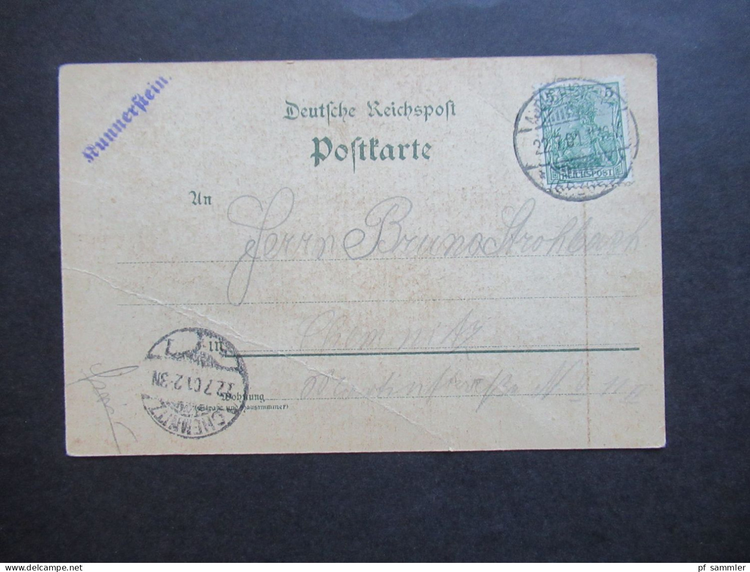 AK Litho Reichspost 1901 Gruss Vom Kunnerstein Bei Augustusburg In Sachsen Mit Violettem Stempel L1 Kunnerstein - Souvenir De...