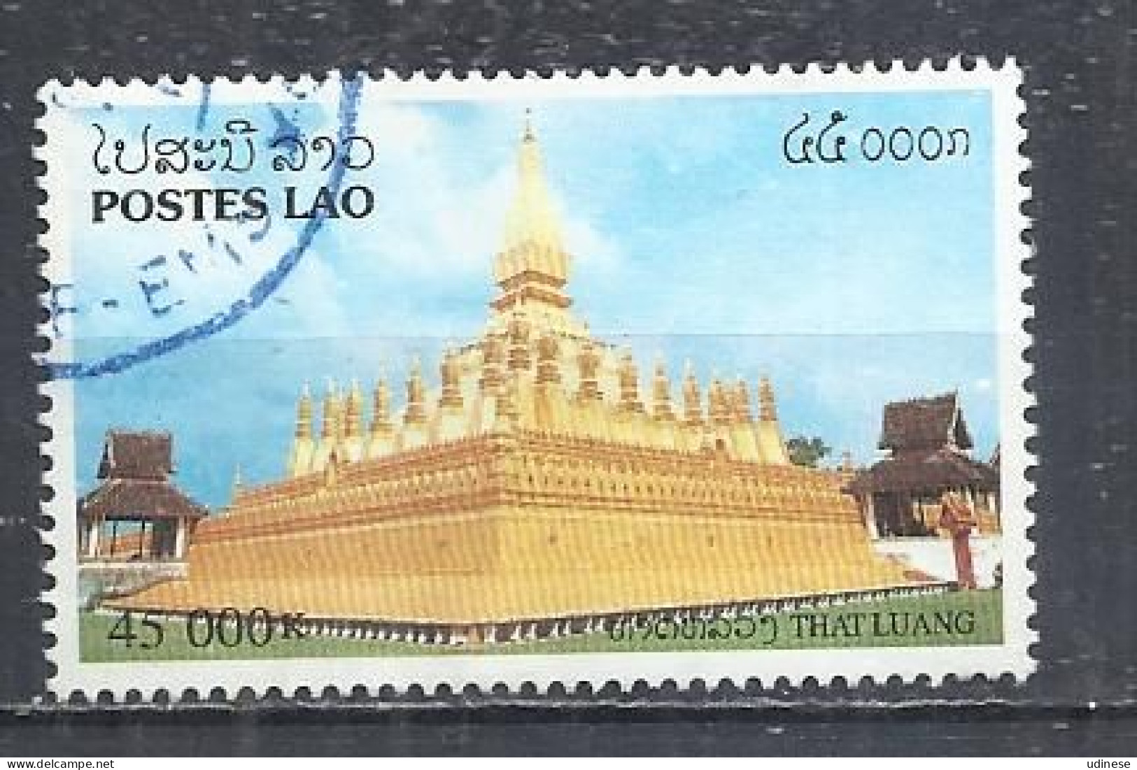 LAOS 1998 - TEMPLE OF THAT LUONG - POSTALLY USED OBLITERE GESTEMPELT USADO - Bouddhisme