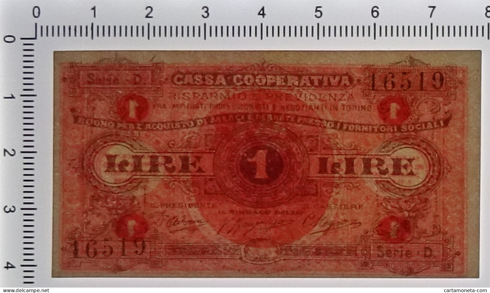 1 LIRA BUONO ACQUISTO CASSA RISPARMIO E PREVIDENZA TORINO 1893-1894 QFDS - Altri & Non Classificati