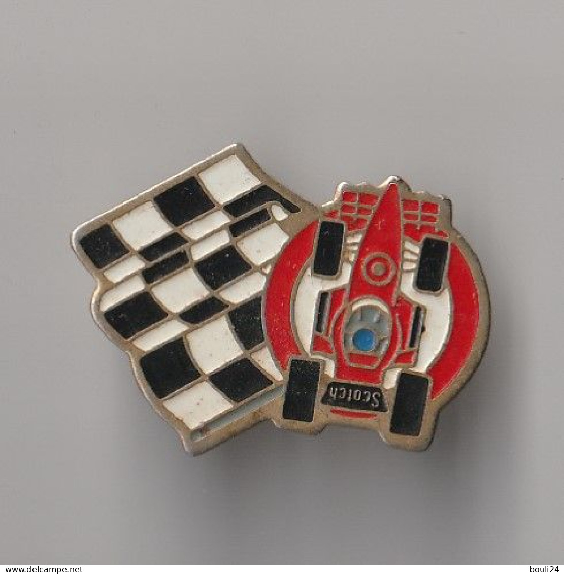 PIN'S THEME AUTOMOBILE  F 1   DRAPEAU   ARRIVEE  CORSE FORMULE 1  SPONSOR  SCOTCH  RARE - Autorennen - F1