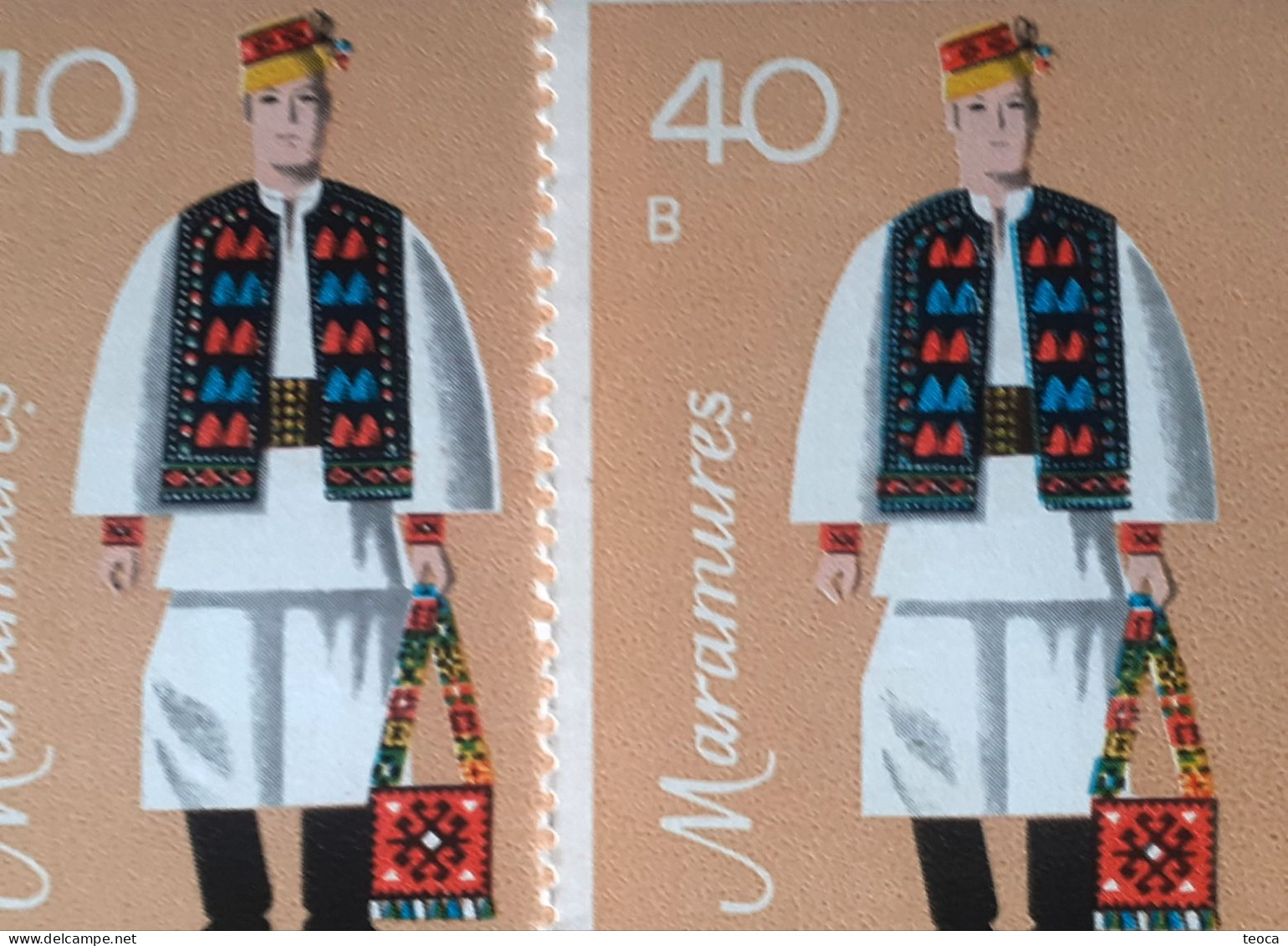 Stamps Errors Romania 1979 # Mi 3659 Traditional Folk Costumes Of The Maramures , Printed With Multiple Printing Errors - Varietà & Curiosità