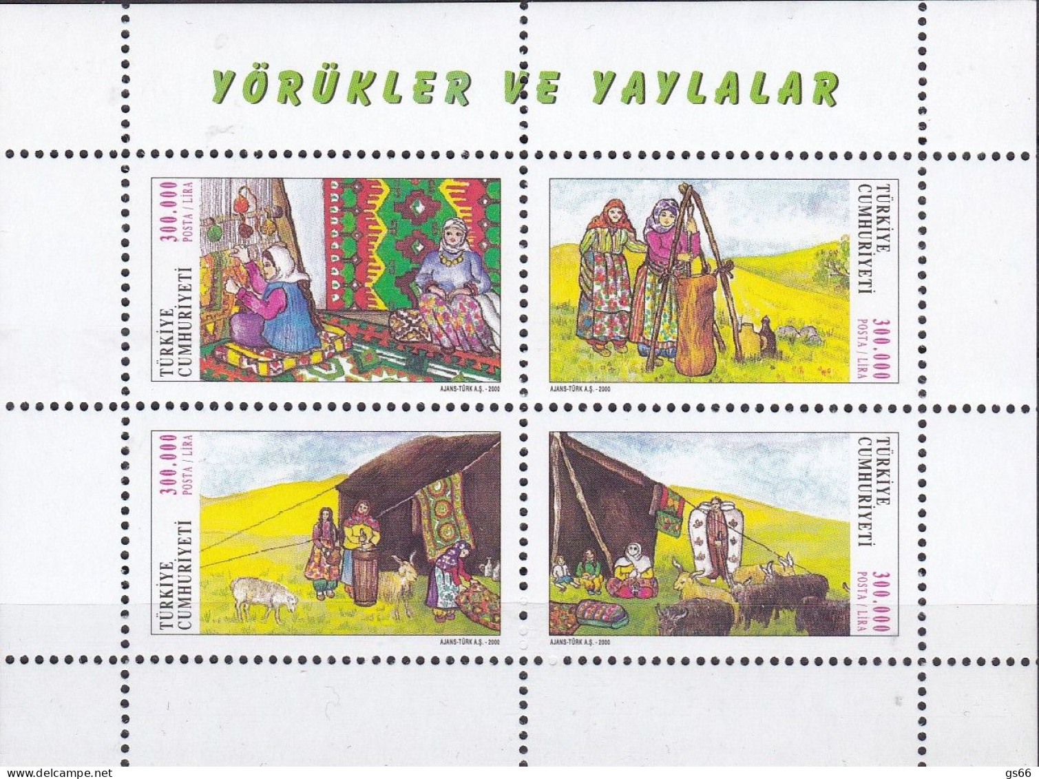 Türkei, 2000,  3224/27 Block 45, MNH **, Nomaden Des Anatolischen Hochlandes. - Nuevos
