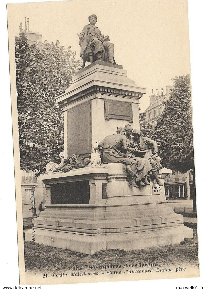 L4 - Paris - Ses Squares Et Ses Jardins - Jardin Malherbes - Statue D'Alexandre Dumas - Statues