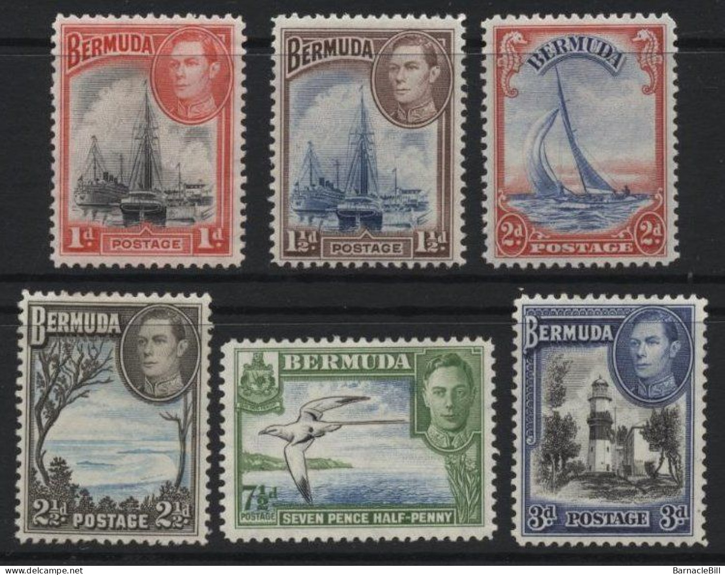 Bermuda (A32) 1936 George VI Pictorials. 6 Values. Unused. Hinged. - Bermuda