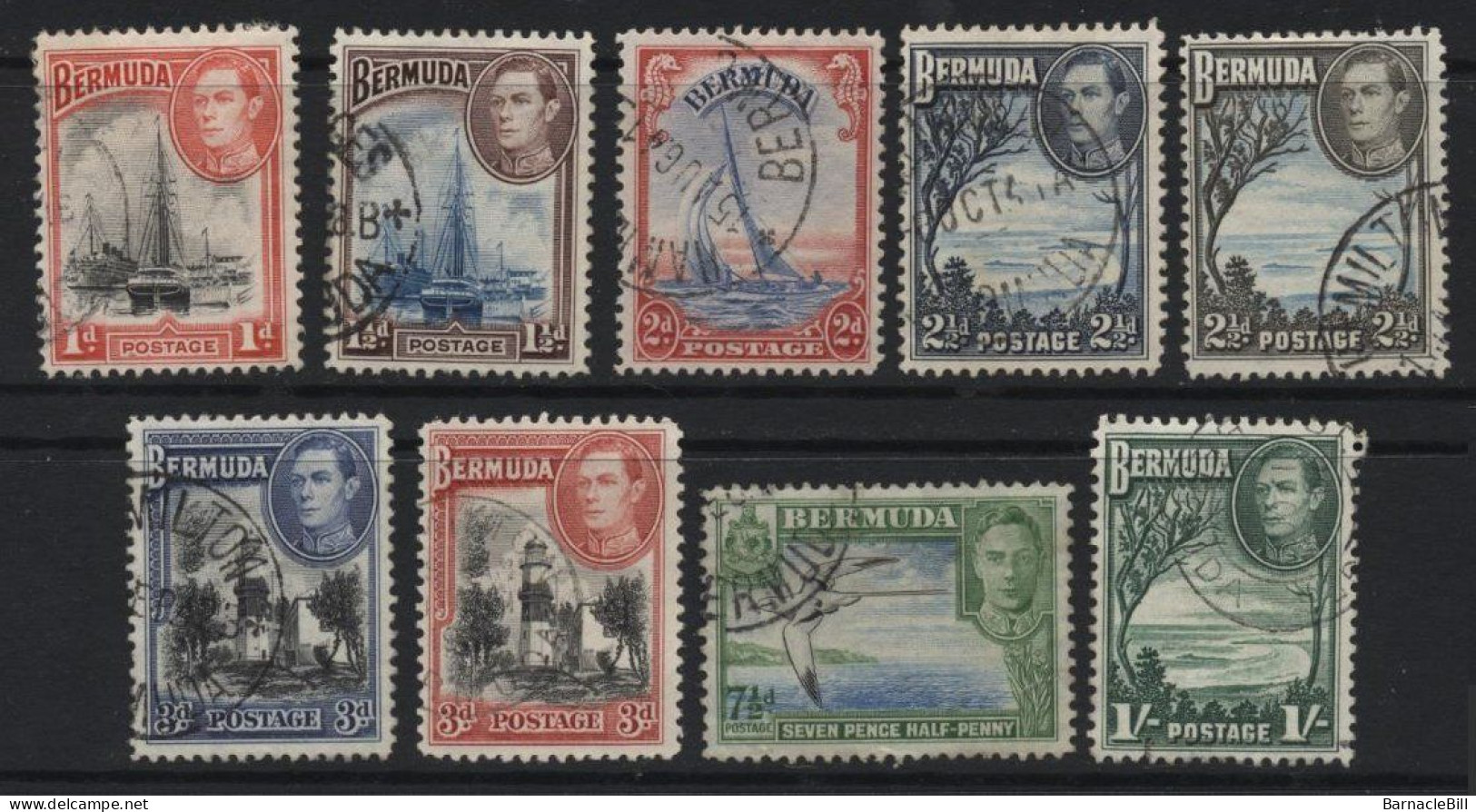 Bermuda (A33) 1936 George VI Pictorials. 9 Values. Used. Hinged. - Bermuda