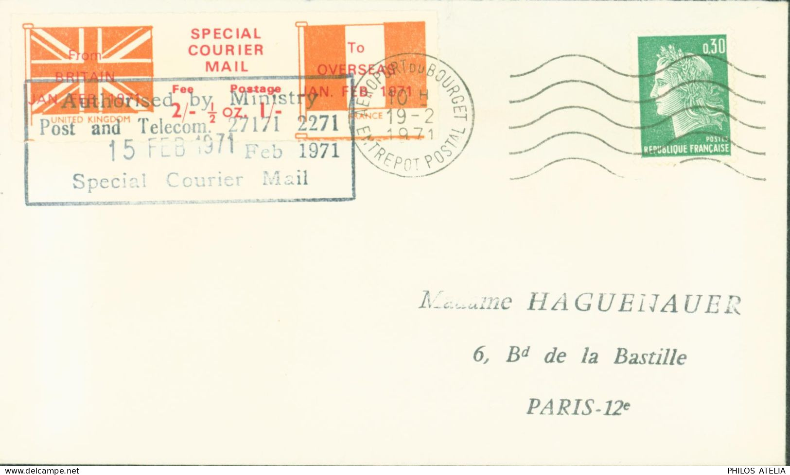 Grève Des Postes YT 1611 CAD Aéroport Du Bourget Entrepôt Postal 19 2 71 Vignette + Cachet GB Special Courrier Mail - Timbres