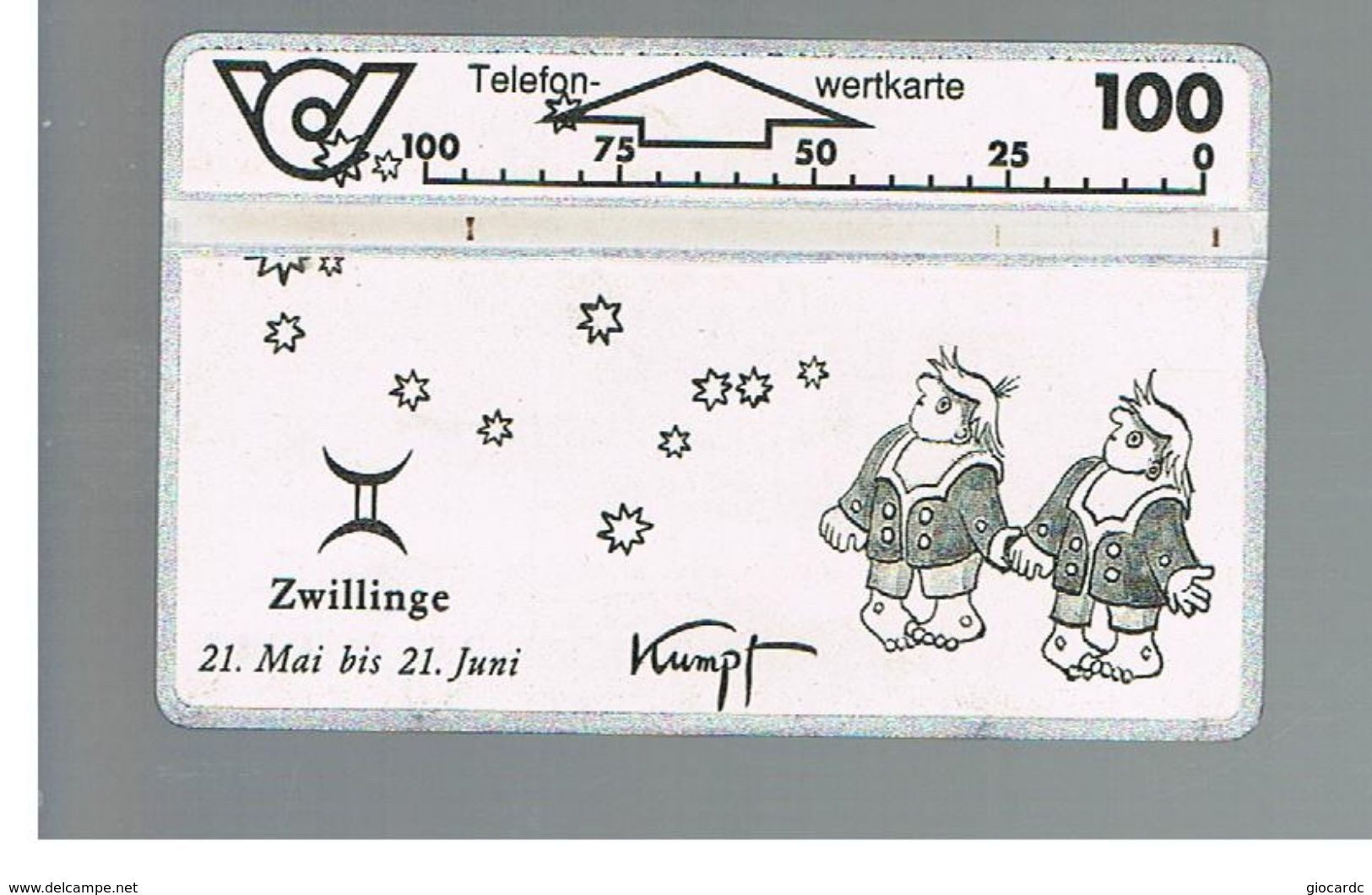 AUSTRIA - TELEKOM AUSTRIA L&G - 1995 HOROSCOPE, ZODIAC: TWINS           -   USED - RIF. 10269 - Dierenriem