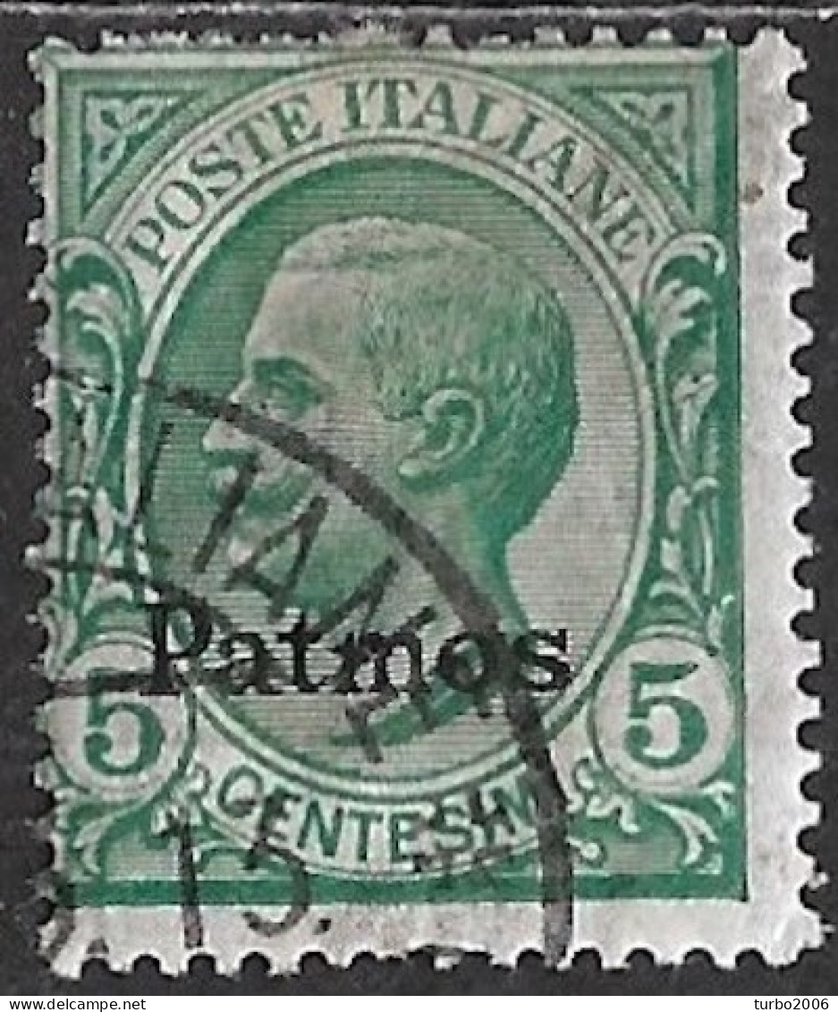 DODECANESE 1912 Black Overprint PATMOS On Italian Stamps 5 C Green Vl. 2 - Dodecaneso