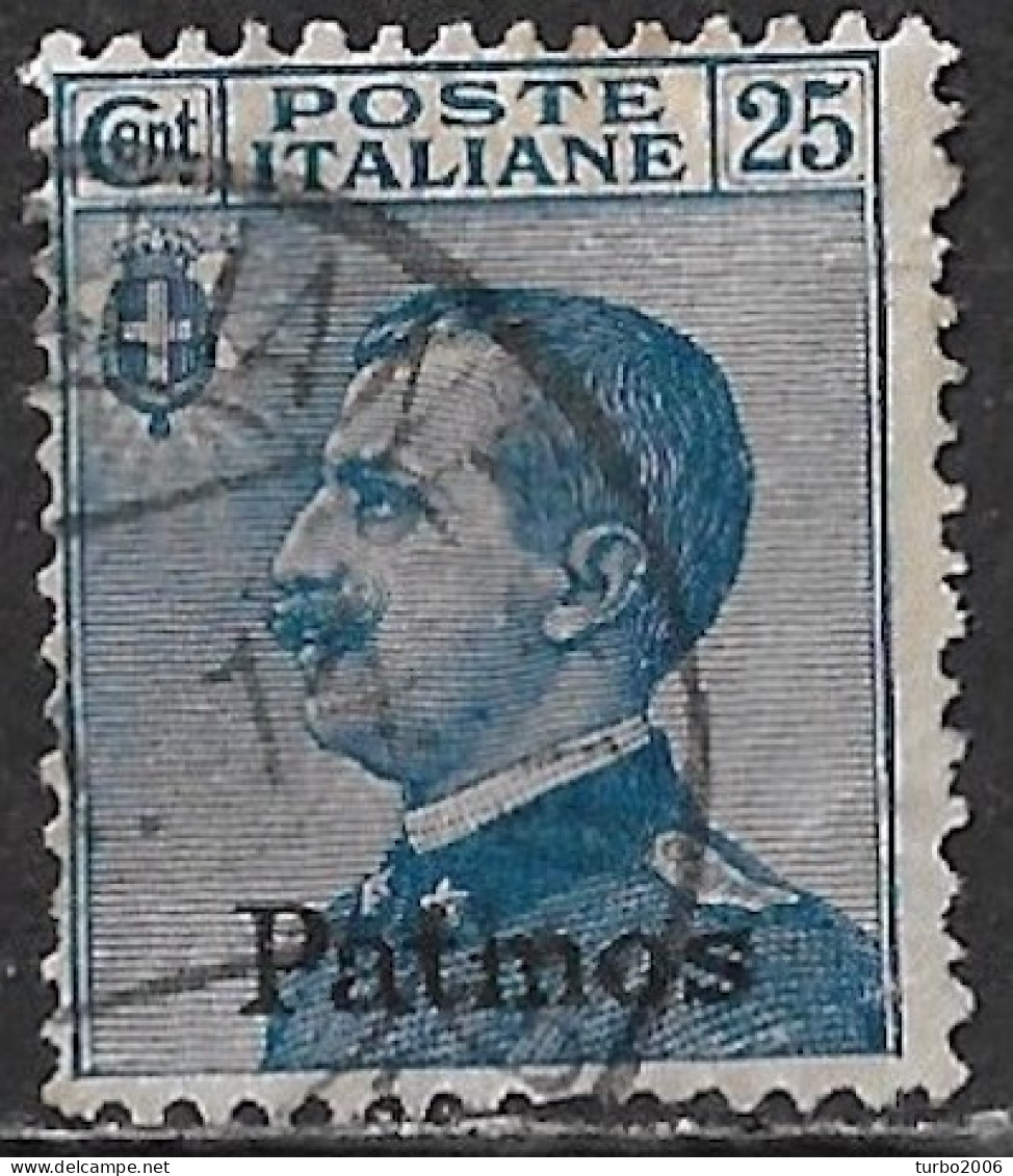 DODECANESE 1912 Black Overprint PATMOS On Italian Stamps 25 C Blue Vl. 5 - Dodekanisos