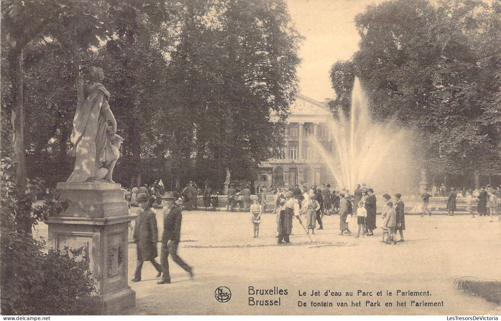 BELGIQUE - BRUXELLES - Le Jet D'eau Au Parc Et Le Parlement - Carte Postale Ancienne - Sonstige & Ohne Zuordnung