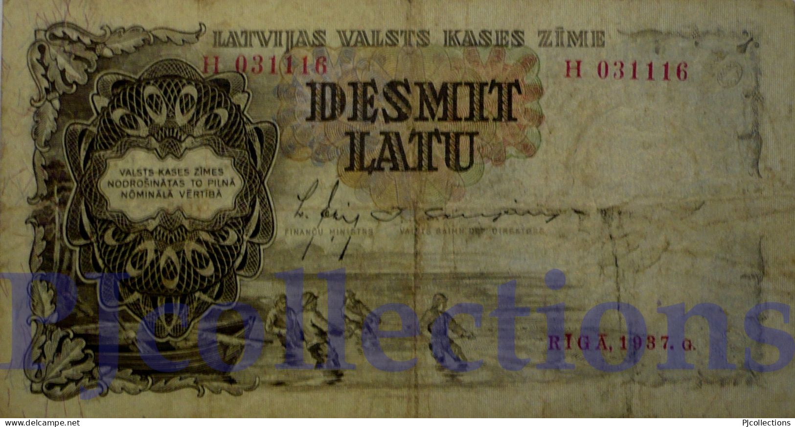 LATVIA 10 LATU 1938 PICK 29a VF - Latvia