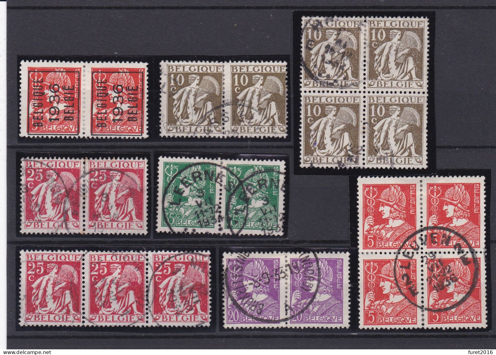 CEREZ Lot De Timbres Oblitérés Bloc De 4 ,paires - 1932 Cérès Et Mercure