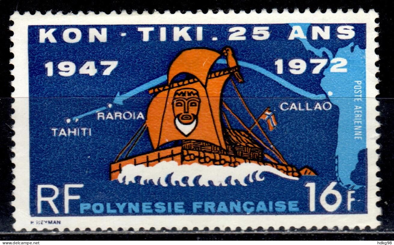 F P+ Polynesien 1972 Mi 156 Kon Tiki - Used Stamps