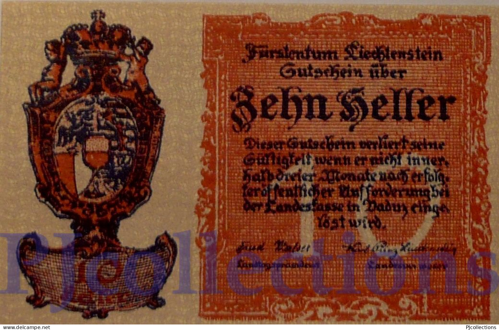 LIECHTENSTEIN 10 HELLER 1920 PICK 1 UNC - Liechtenstein