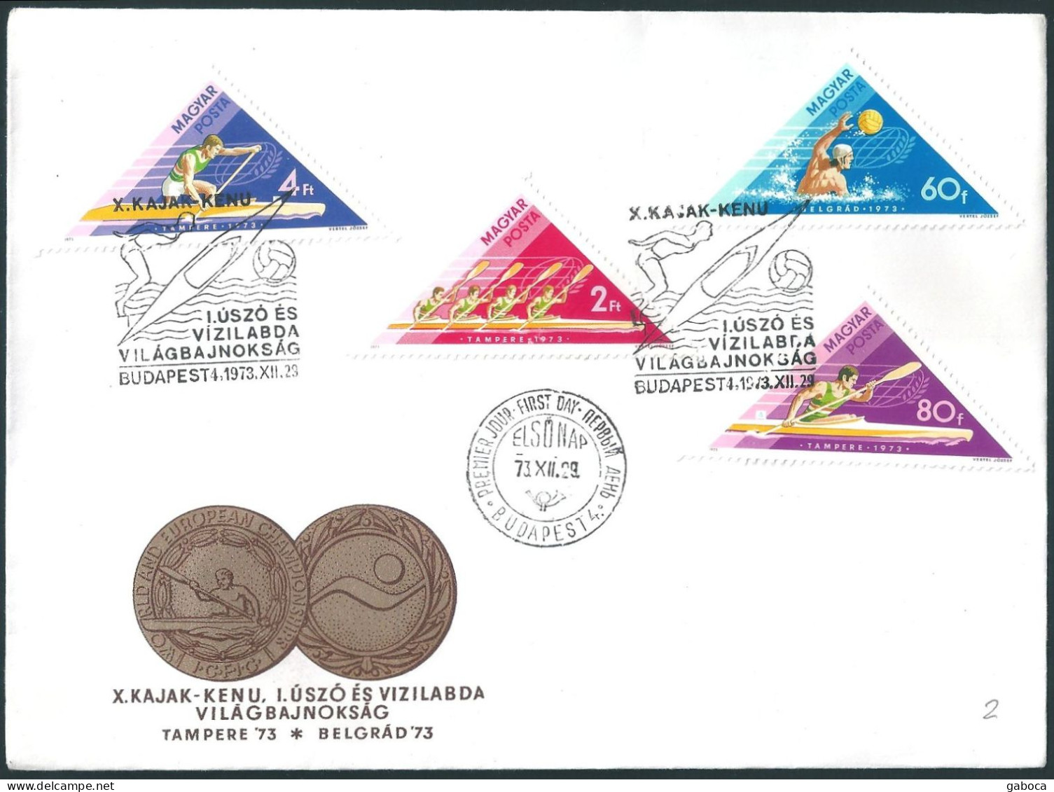 C4454 Hungary FDC Water Sport World Championship Medal - Canoa