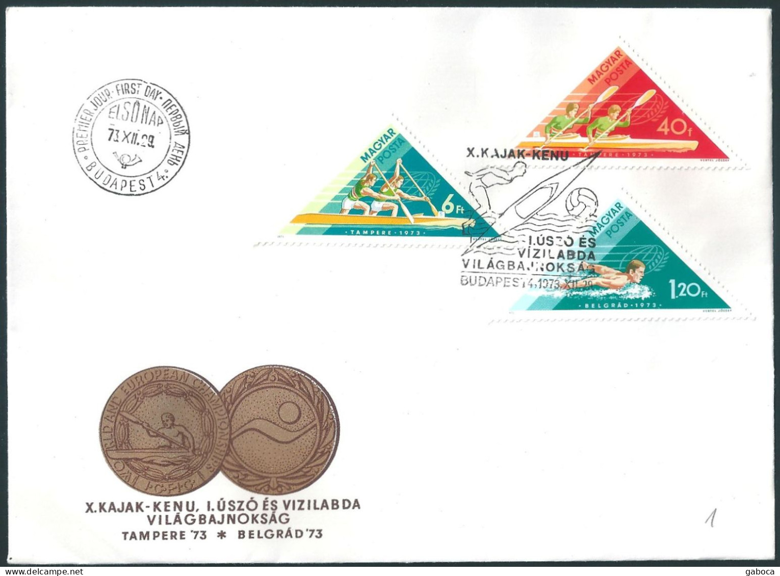 C4454 Hungary FDC Water Sport World Championship Medal - Canoë